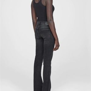 NWT Anine Bing Tristen Low-Rise Slim Boot-Cut Jeans in Stoned Black size 27